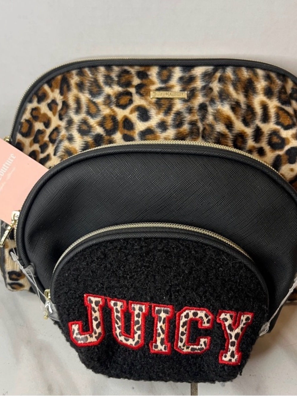 Juicy Couture Leopard, Black & Red Cosmetic Bag Trio *NEW w/ tags - Picture 8 of 8
